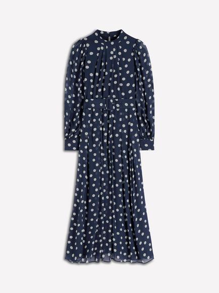 Boden Spot High Neck Midi Dress, Navy/Ivory, Navy/Ivory