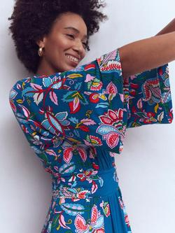 Boden Imelda Floral Kimono Jersey Dress, Blue/Multi - view 2, Blue/Multi