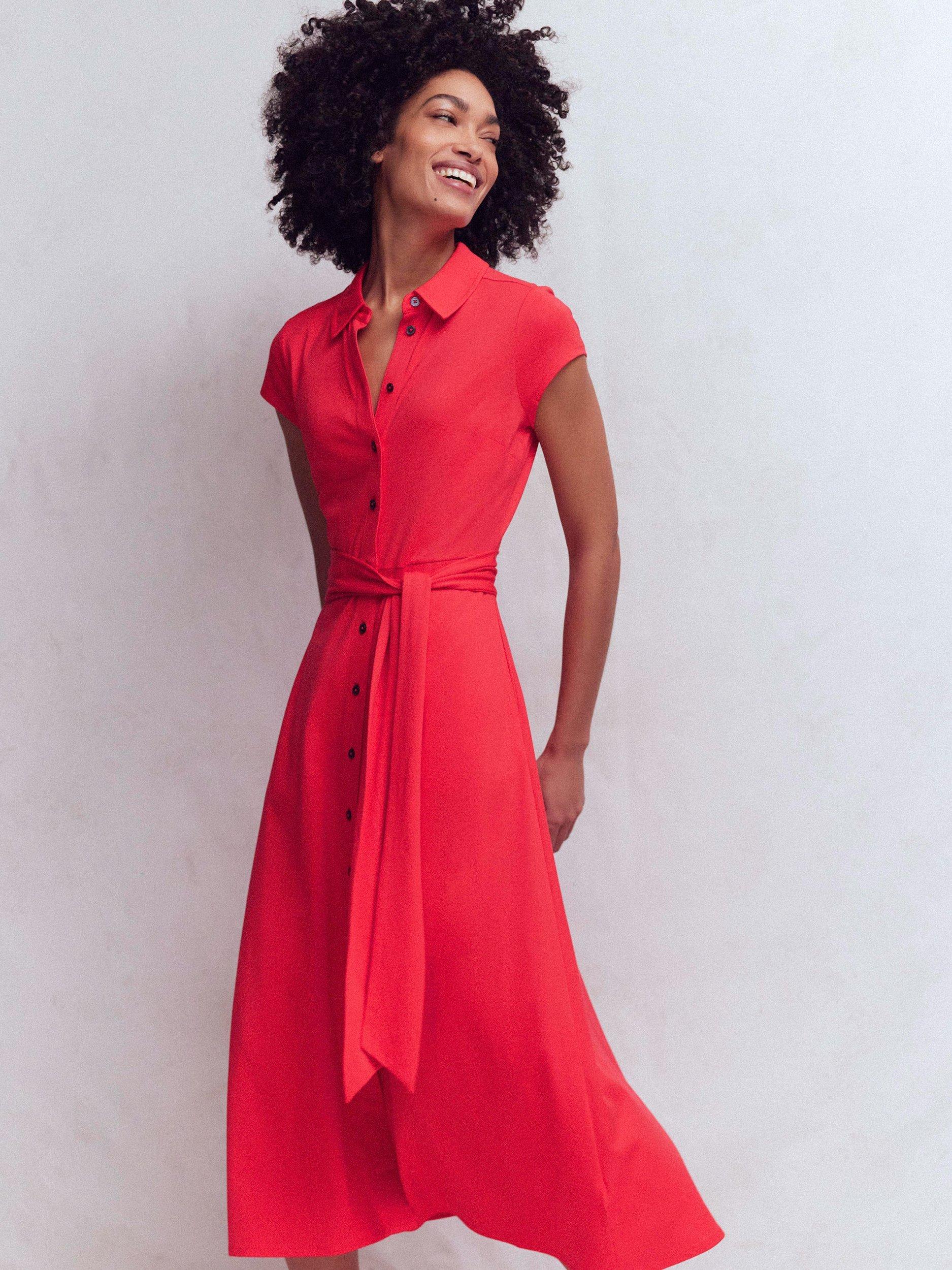 Boden Marcia Jersey Shirt Dress, Poppy Red