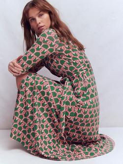 Boden Marcia Heart Link Jersey Shirt Midi Dress, Green - view 2, Green