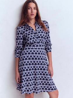 Boden Orla Geometric Shirt Dress, Navy, Navy