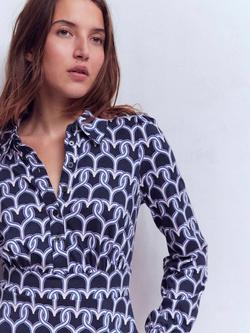 Boden Orla Geometric Shirt Dress, Navy - view 2, Navy