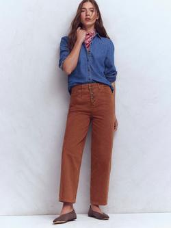 Boden Exposed Button Straight Jeans, Brown, Brown