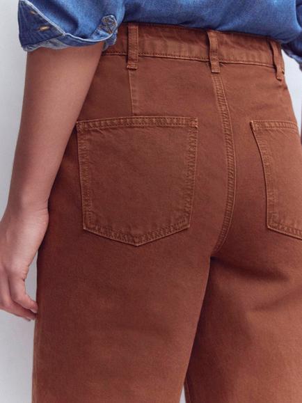 Boden Exposed Button Straight Jeans, Brown - view 2, Brown