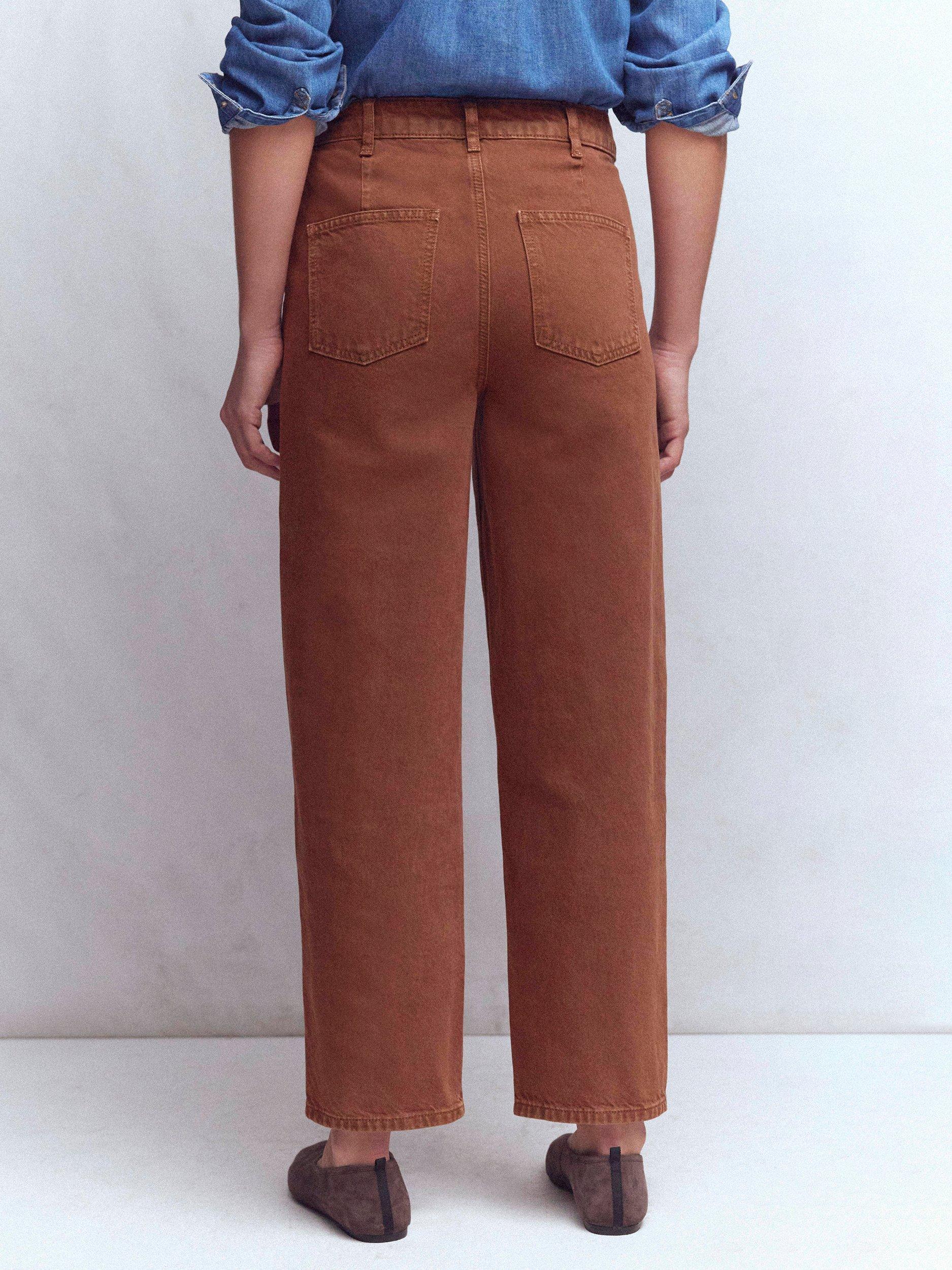 Product image 3 of 6, which shows Boden Exposed Button Straight Jeans, Brown, 27R