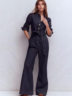 Boden Denim Bootcut Jumpsuit, Indigo Rinse Wash, Indigo Rinse Wash