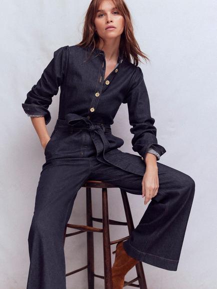 Boden Denim Bootcut Jumpsuit, Indigo Rinse Wash - view 2, Indigo Rinse Wash