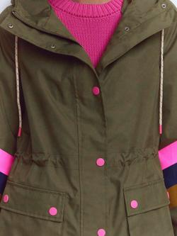 Boden Stripe Sleeve Longline Parka, Green - view 2, Green