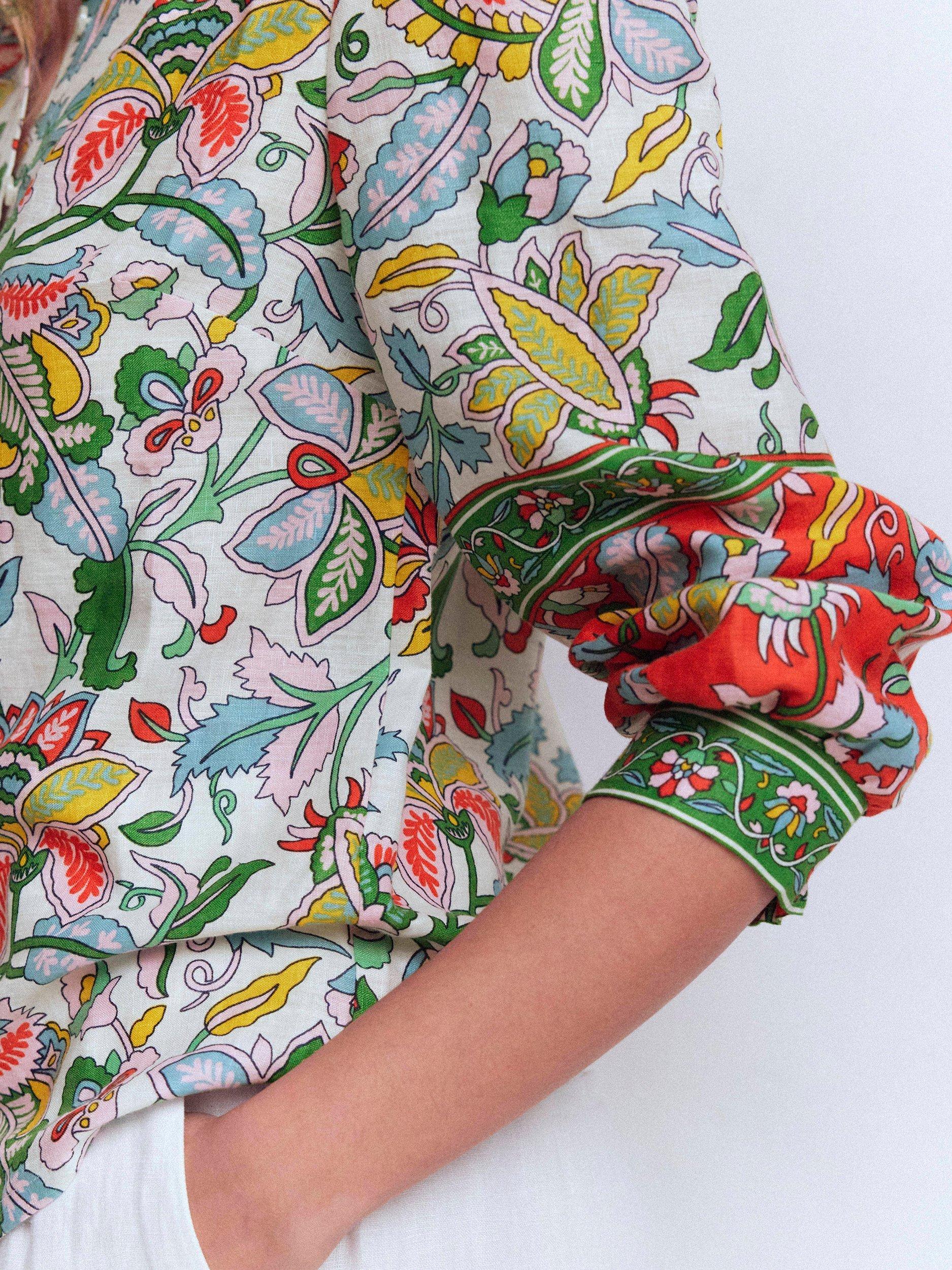 Product image 2 of 6, which shows Boden Alicia Floral Pure Linen Top, Multi, 8