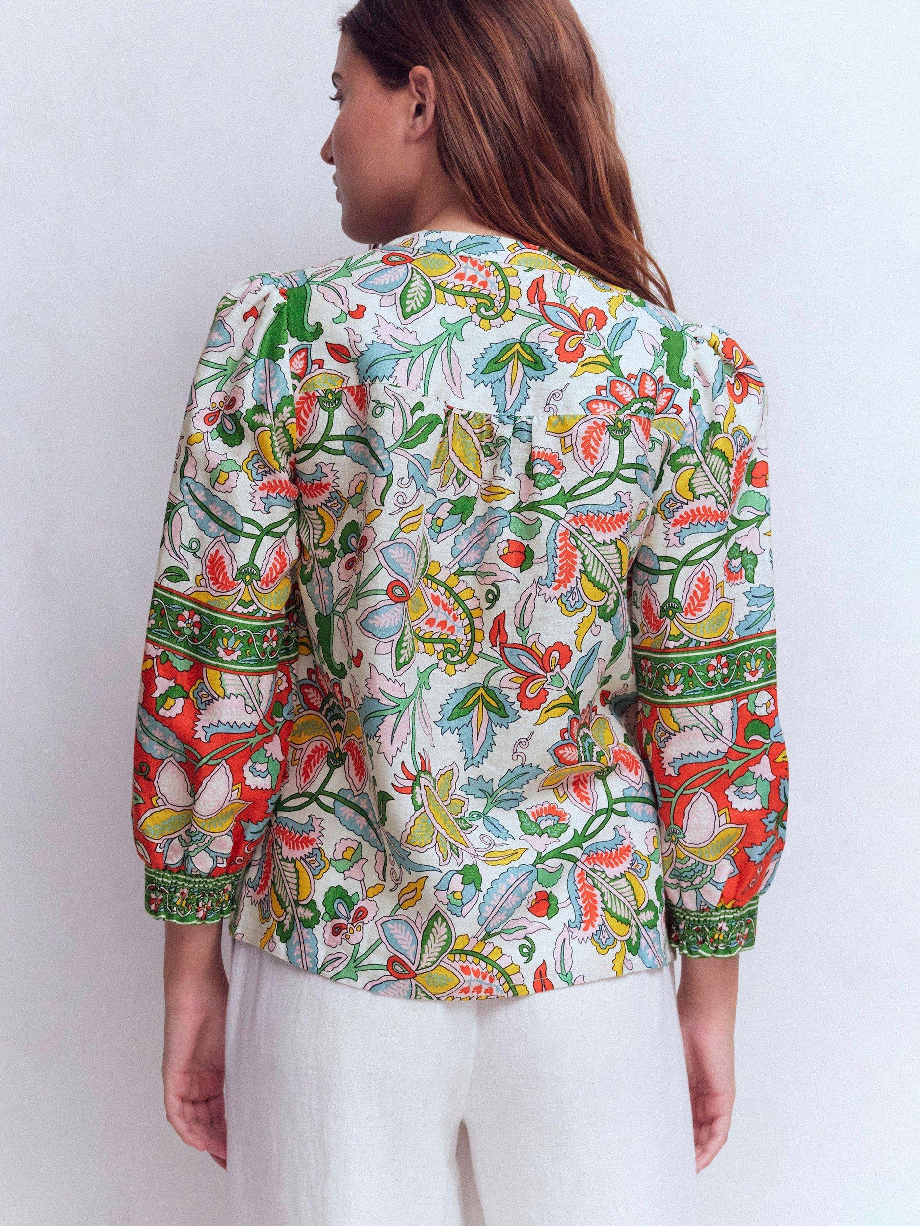 Product image 3 of 6, which shows Boden Alicia Floral Pure Linen Top, Multi, 8