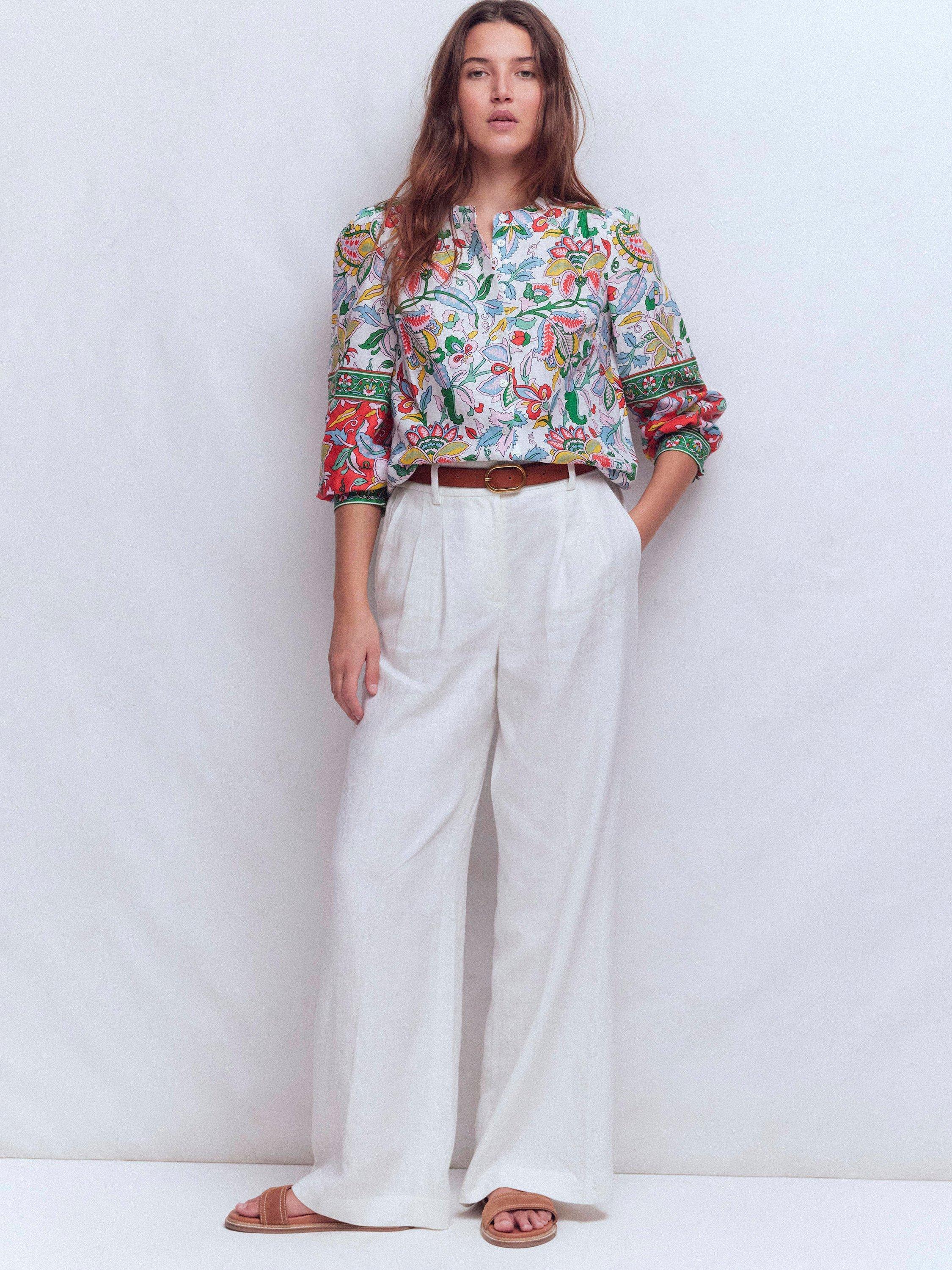 Product image 4 of 6, which shows Boden Alicia Floral Pure Linen Top, Multi, 8