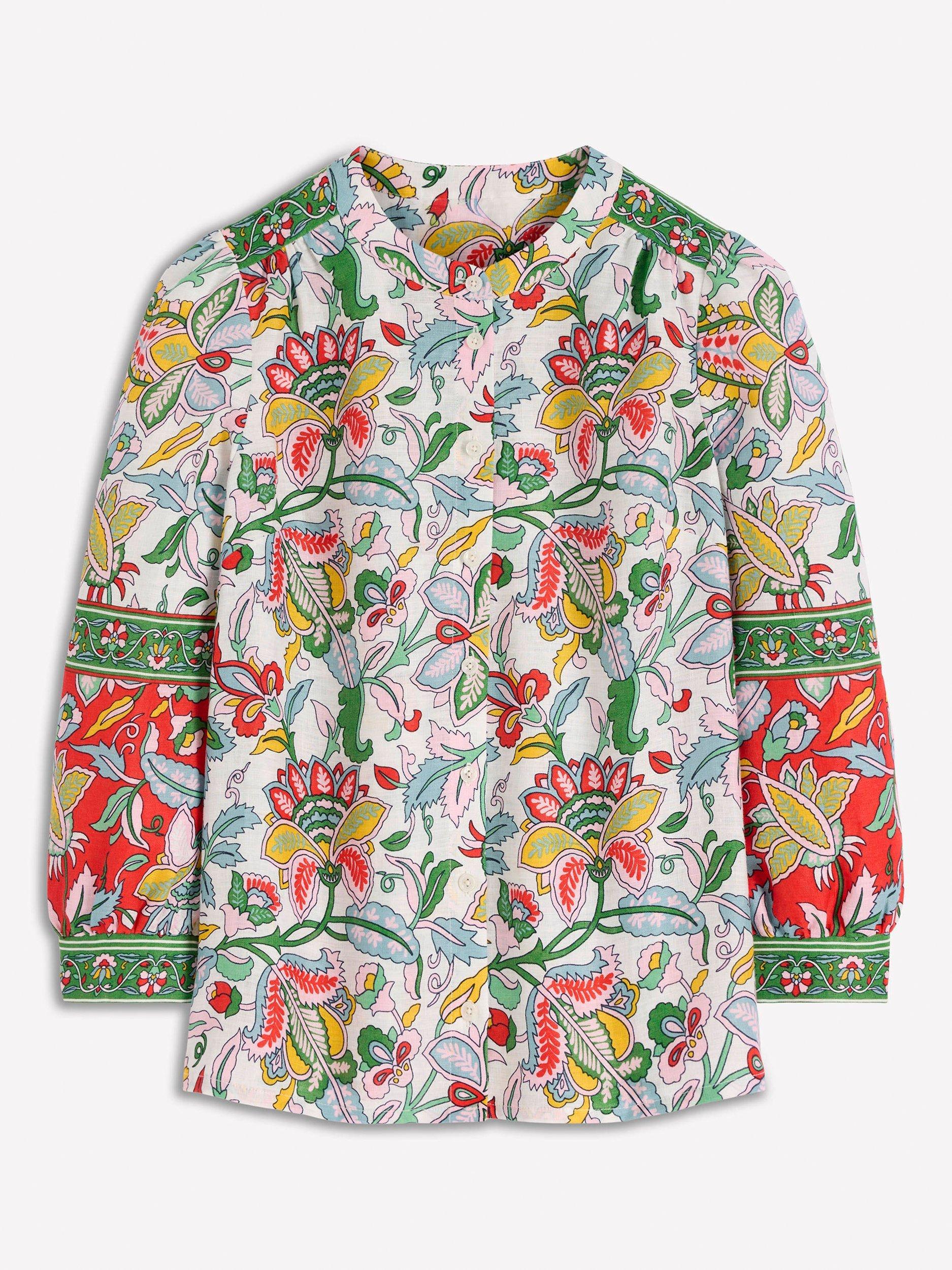 Product image 6 of 6, which shows Boden Alicia Floral Pure Linen Top, Multi, 8