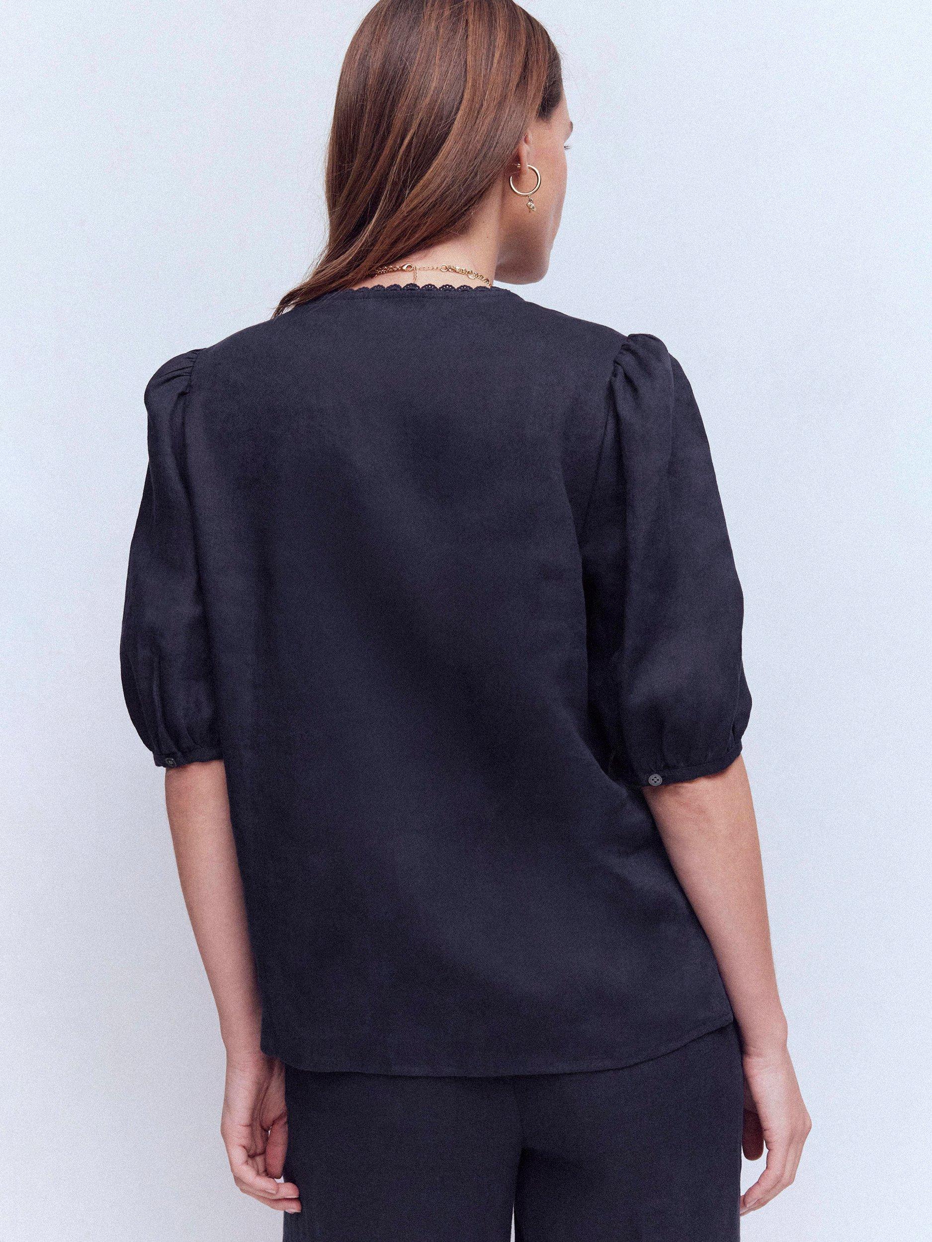 Product image 3 of 5, which shows Boden Leah Pure Linen Shirt, Navy, 8