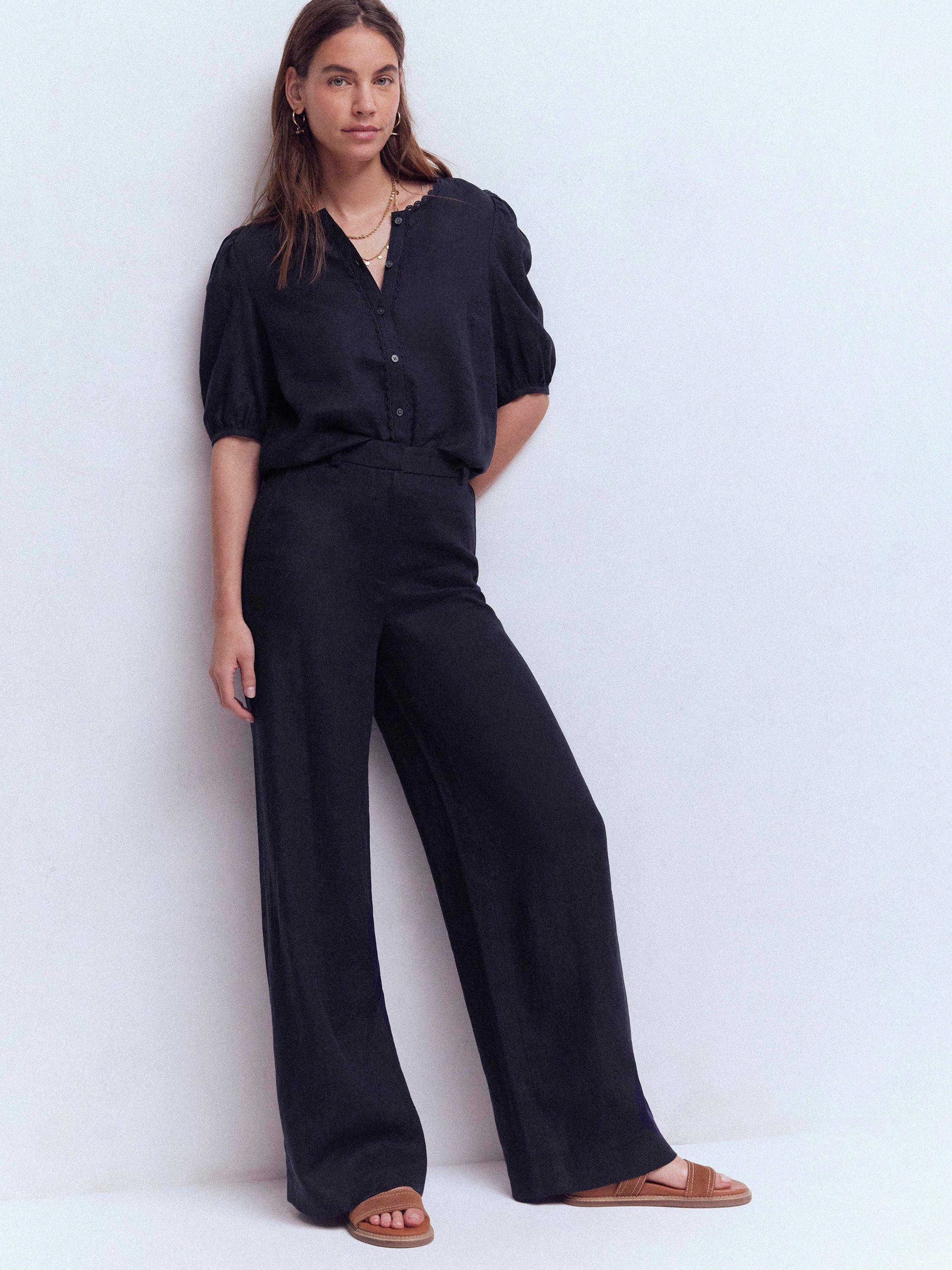 Product image 4 of 5, which shows Boden Leah Pure Linen Shirt, Navy, 8