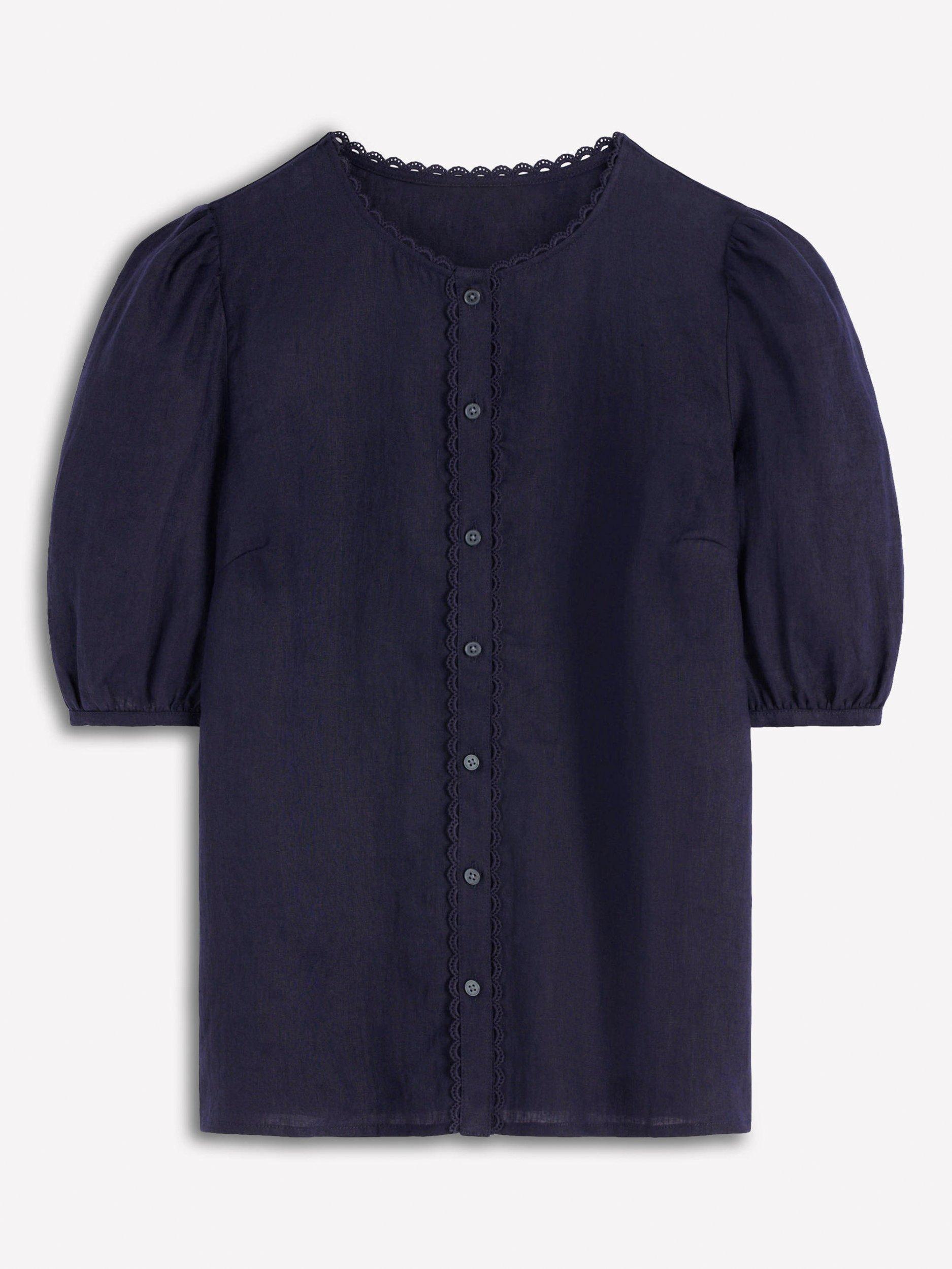 Product image 5 of 5, which shows Boden Leah Pure Linen Shirt, Navy, 8