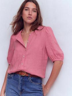 Boden Leah Pure Linen Shirt, Pink Parfait
