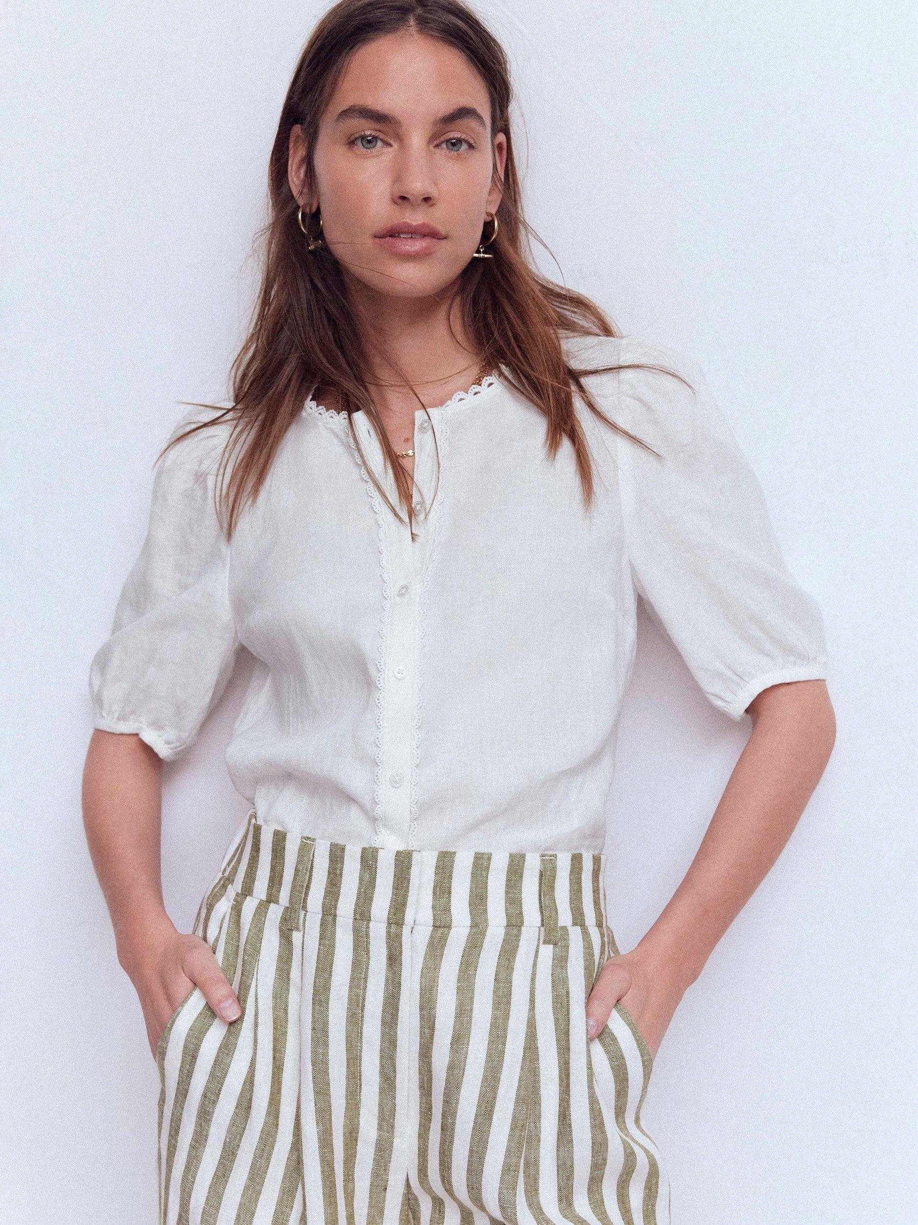 Product image 4 of 5, which shows Boden Leah Pure Linen Shirt, White, 8