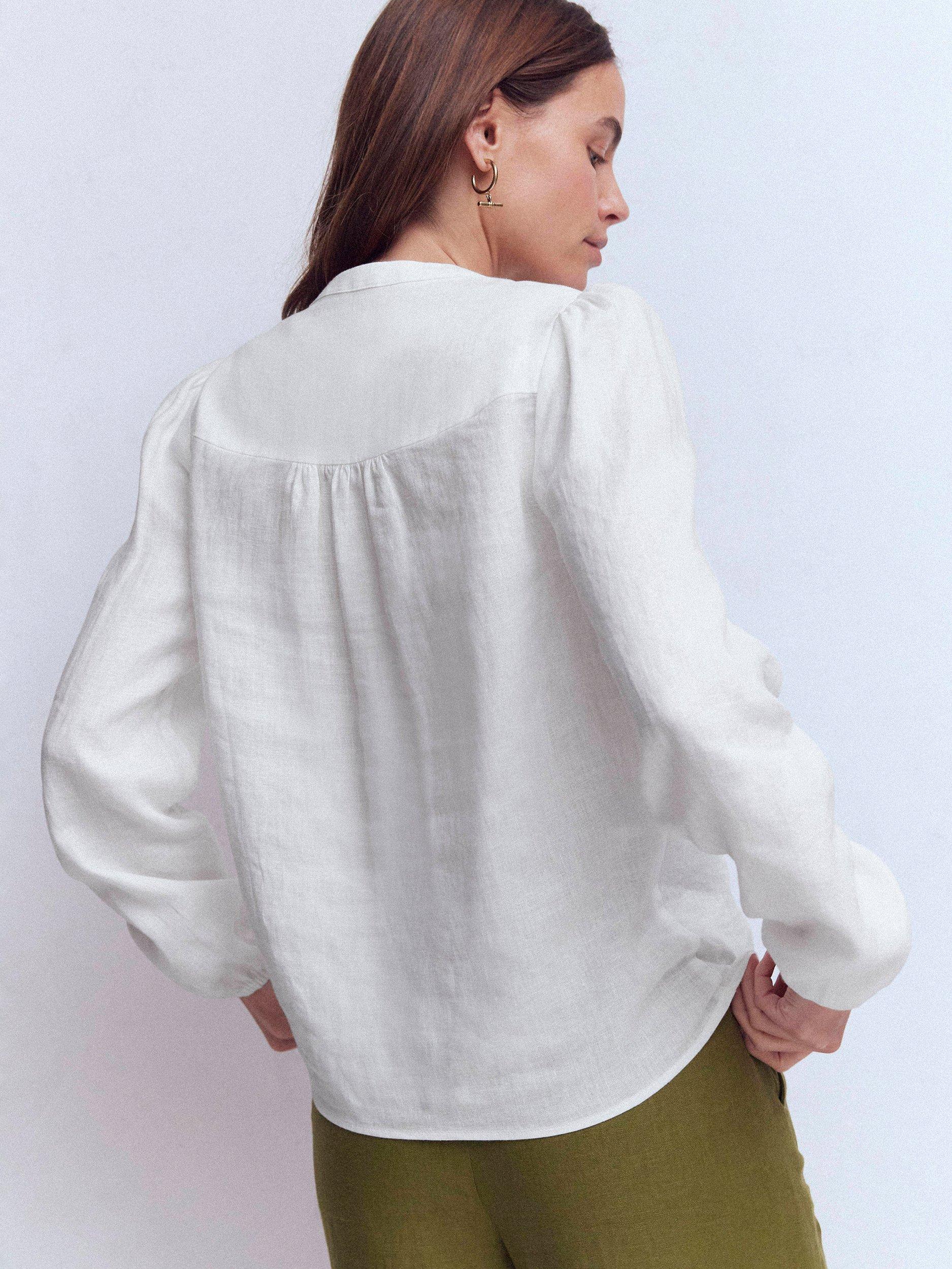 Product image 3 of 5, which shows Boden Notch Neck Pure Linen Top, White, 8