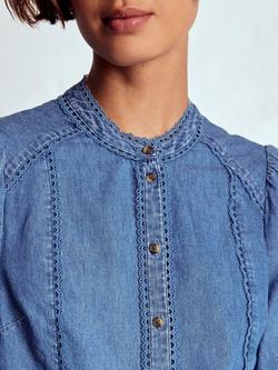 Boden Rhea Trim Insert Denim Top, Light Vintage Blue - view 2, Light Vintage Blue