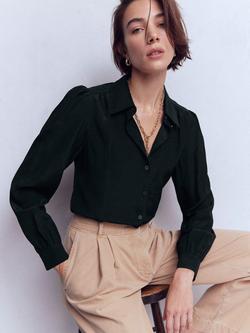 Boden Sara Pure Silk Shirt, Black - view 2, Black