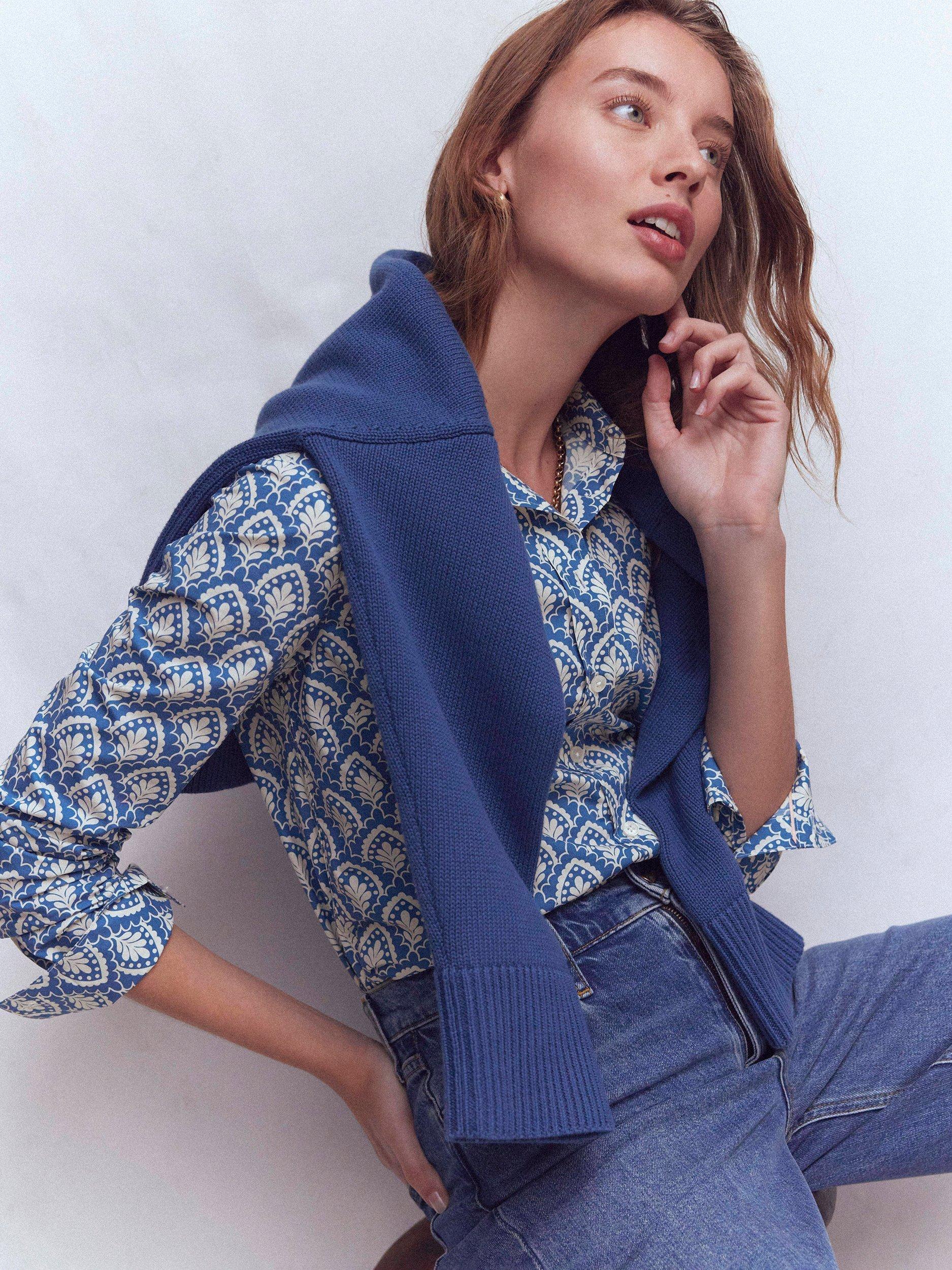 Product image 2 of 6, which shows Boden Sienna Geometric Shirt, Blue, 8