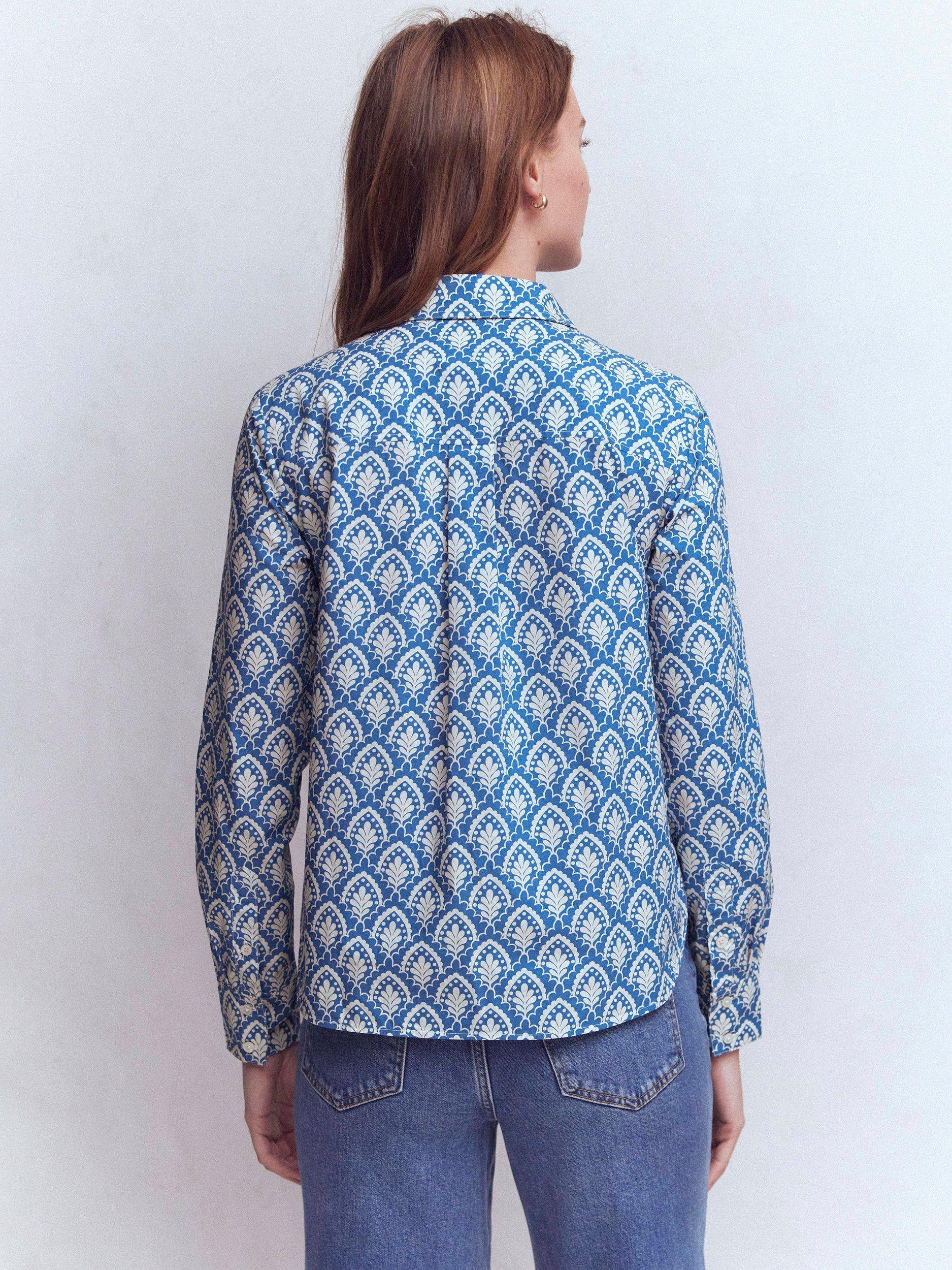 Product image 4 of 6, which shows Boden Sienna Geometric Shirt, Blue, 8