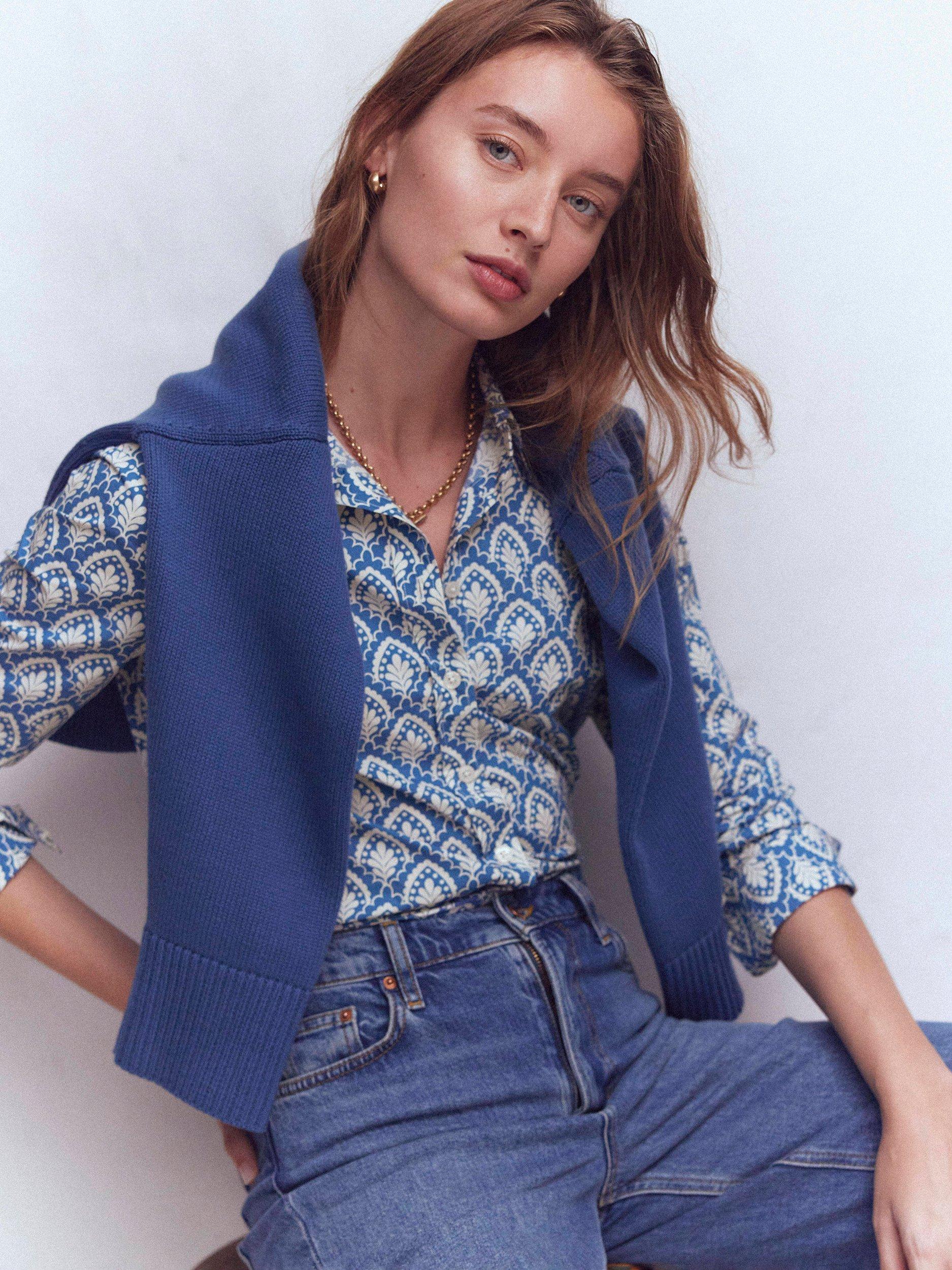 Product image 5 of 6, which shows Boden Sienna Geometric Shirt, Blue, 8