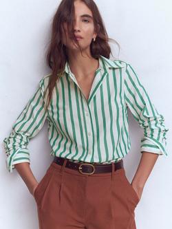 Boden Sienna Stripe Shirt, Green/Ivory, Green/Ivory