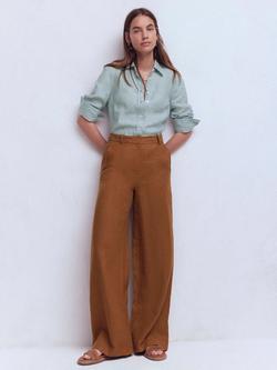 Boden Sienna Pure Linen Shirt, Tourmaline Chambray, Tourmaline Chambray