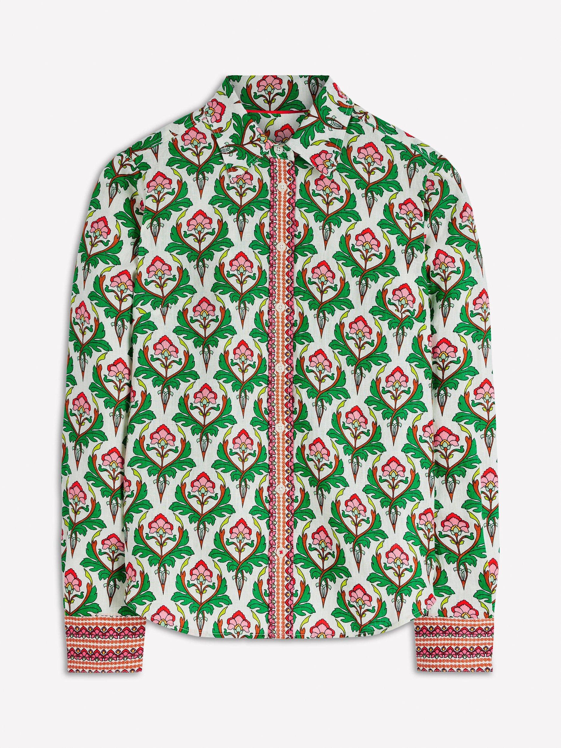 Product image 5 of 5, which shows Boden Sienna Geometric Pure Linen Shirt, Multi, 8