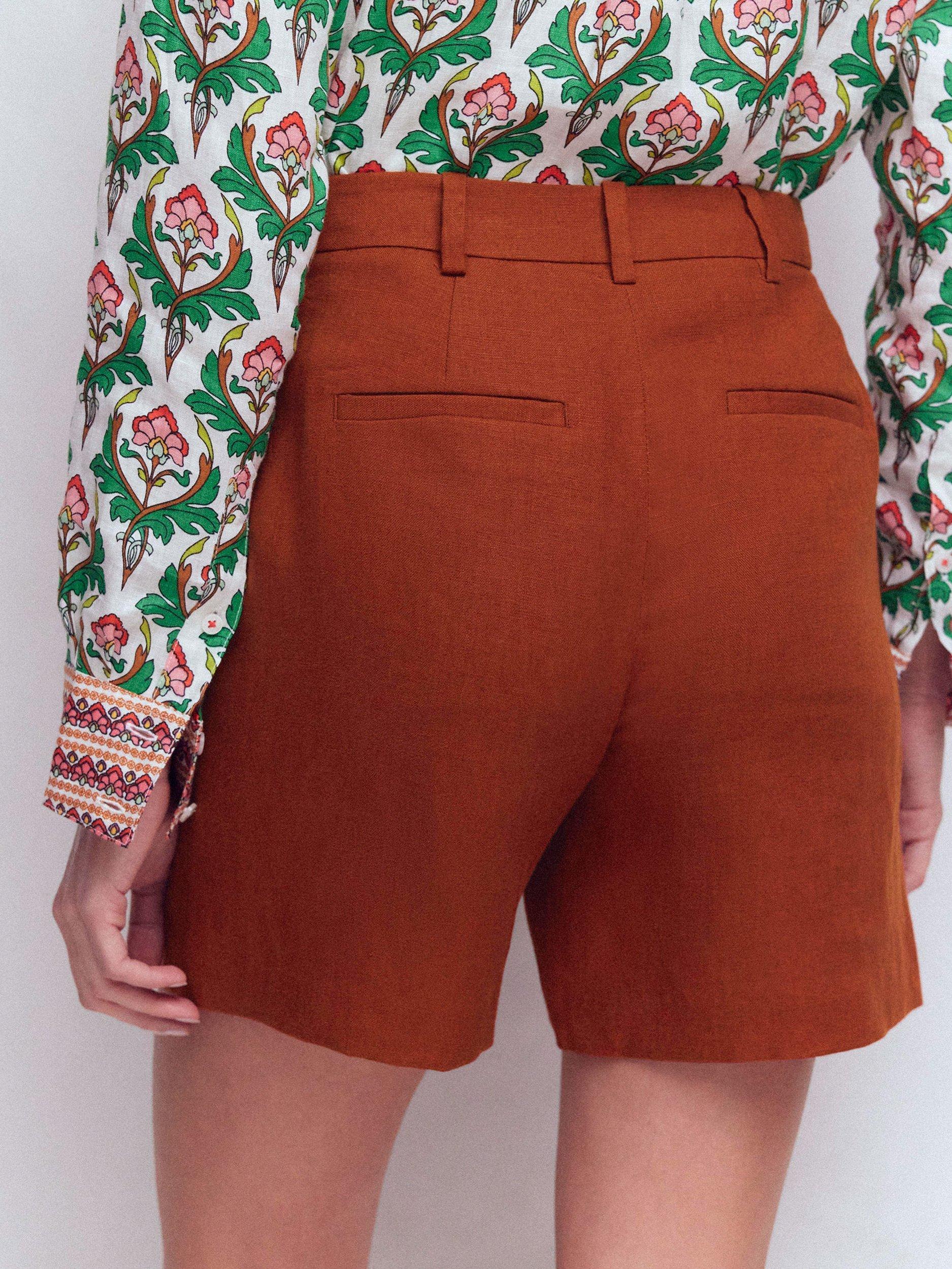 Product image 3 of 5, which shows Boden Belgravia Pure Linen Shorts, Burnt Orange, 10