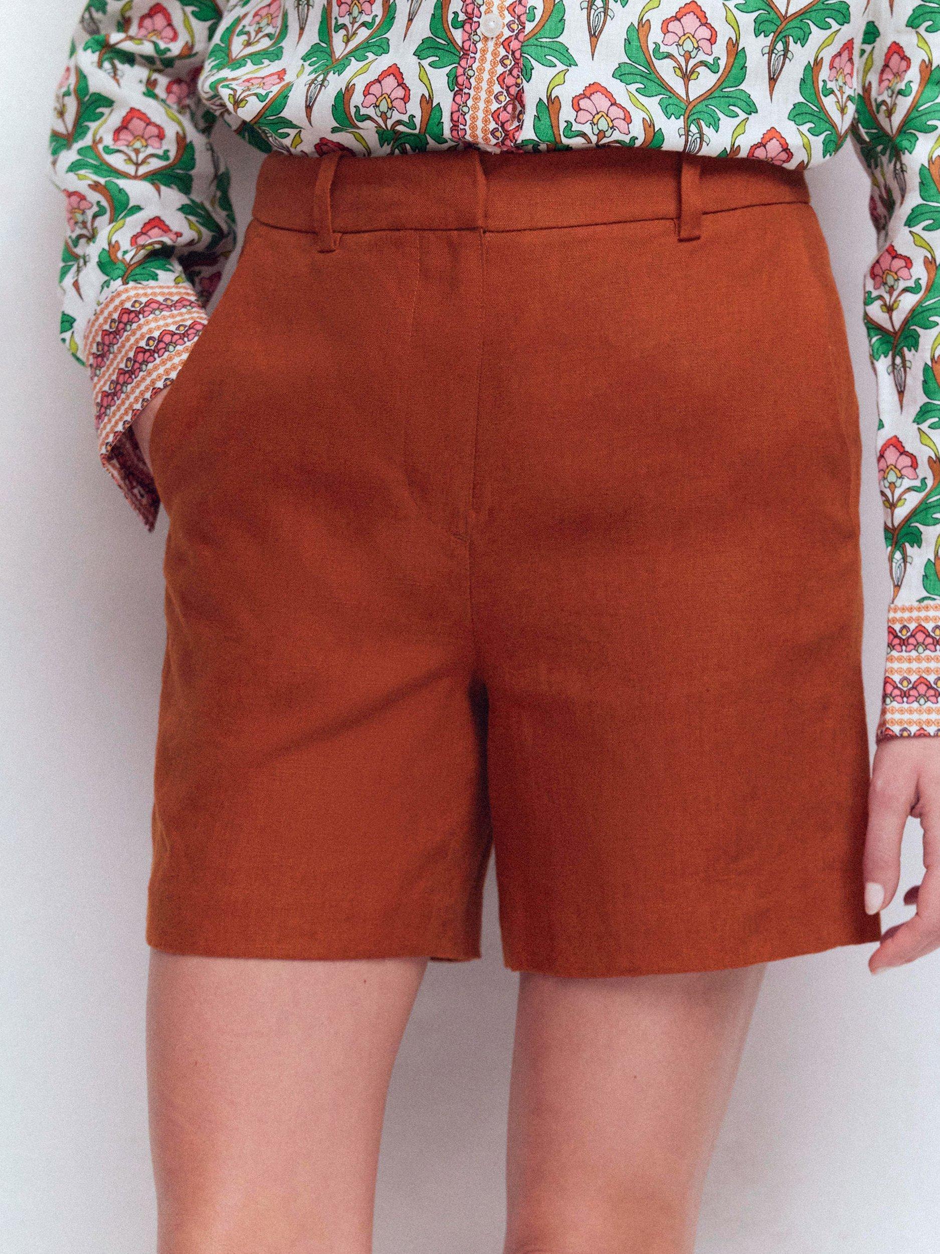 Product image 4 of 5, which shows Boden Belgravia Pure Linen Shorts, Burnt Orange, 10