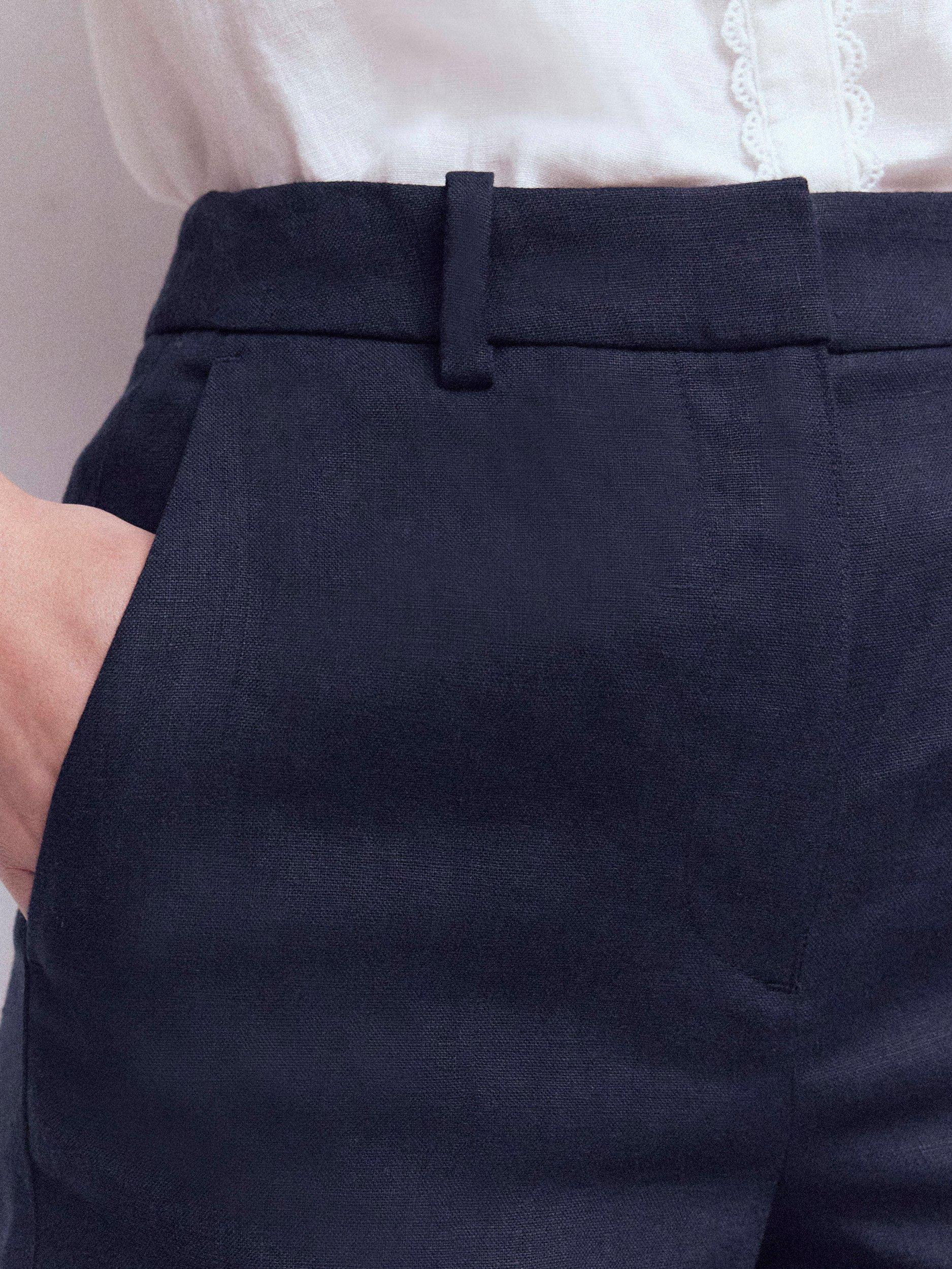 Product image 2 of 6, which shows Boden Belgravia Pure Linen Shorts, Navy, 8