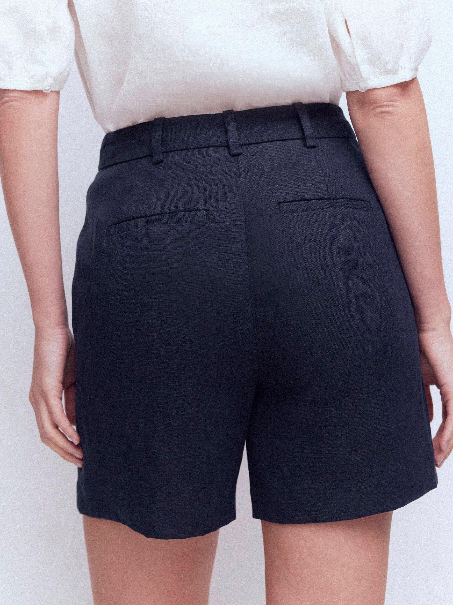 Product image 3 of 6, which shows Boden Belgravia Pure Linen Shorts, Navy, 8
