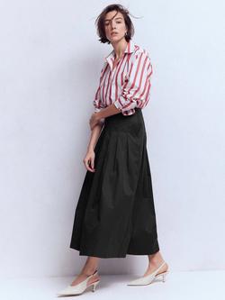 Boden Valentina Sateen Pleated Skirt, Black, Black