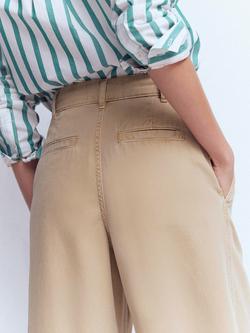 Boden Pleat Barrel Leg Trousers, Stone - view 2, Stone