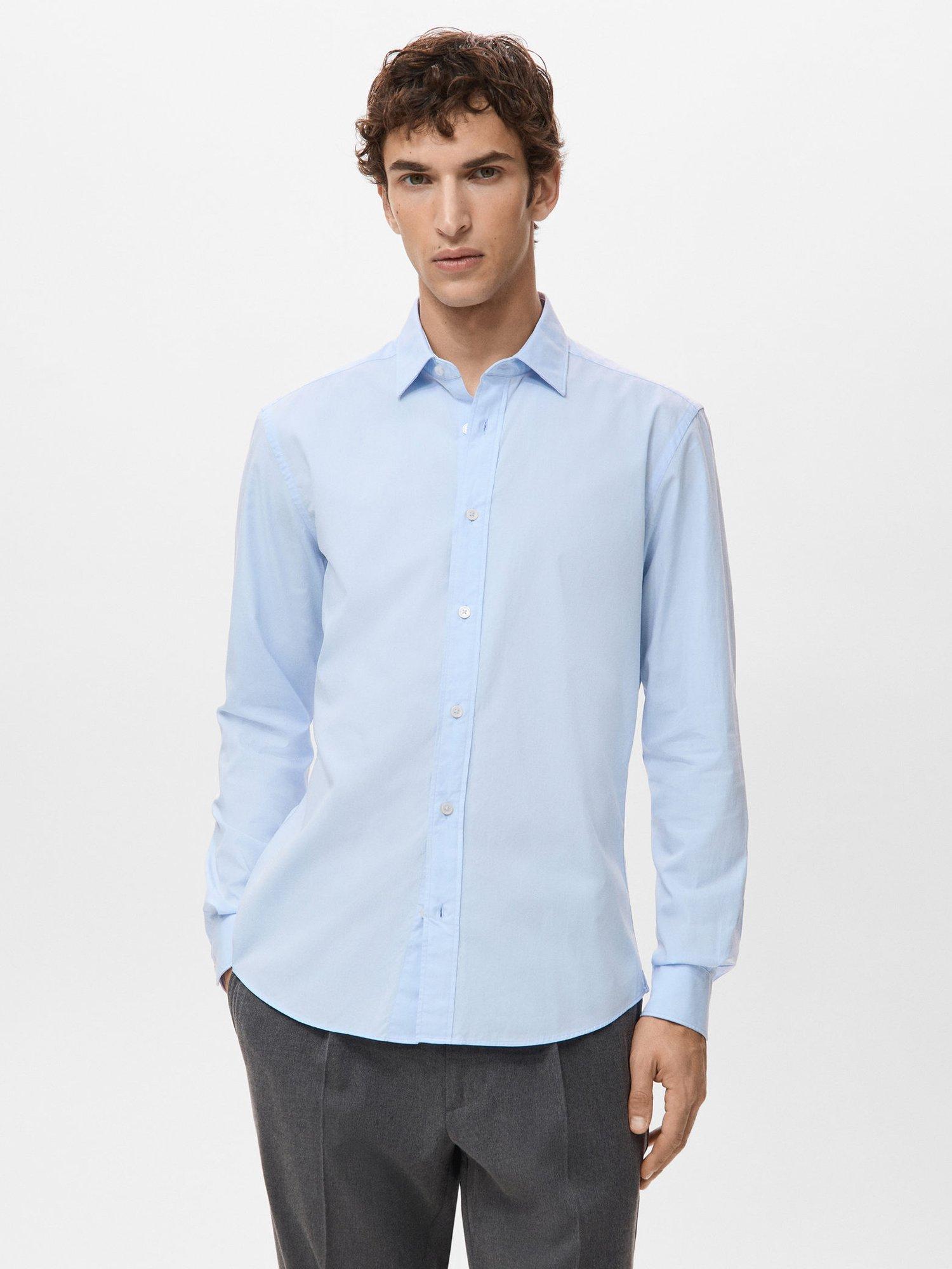 Product image 1 of 8, which shows Mango Play Cotton Regular Fit Shirt, Light Blue, L