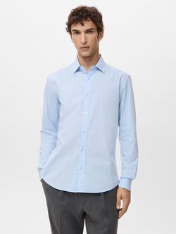 Mango Play Cotton Regular Fit Shirt, Light Blue, Light Blue