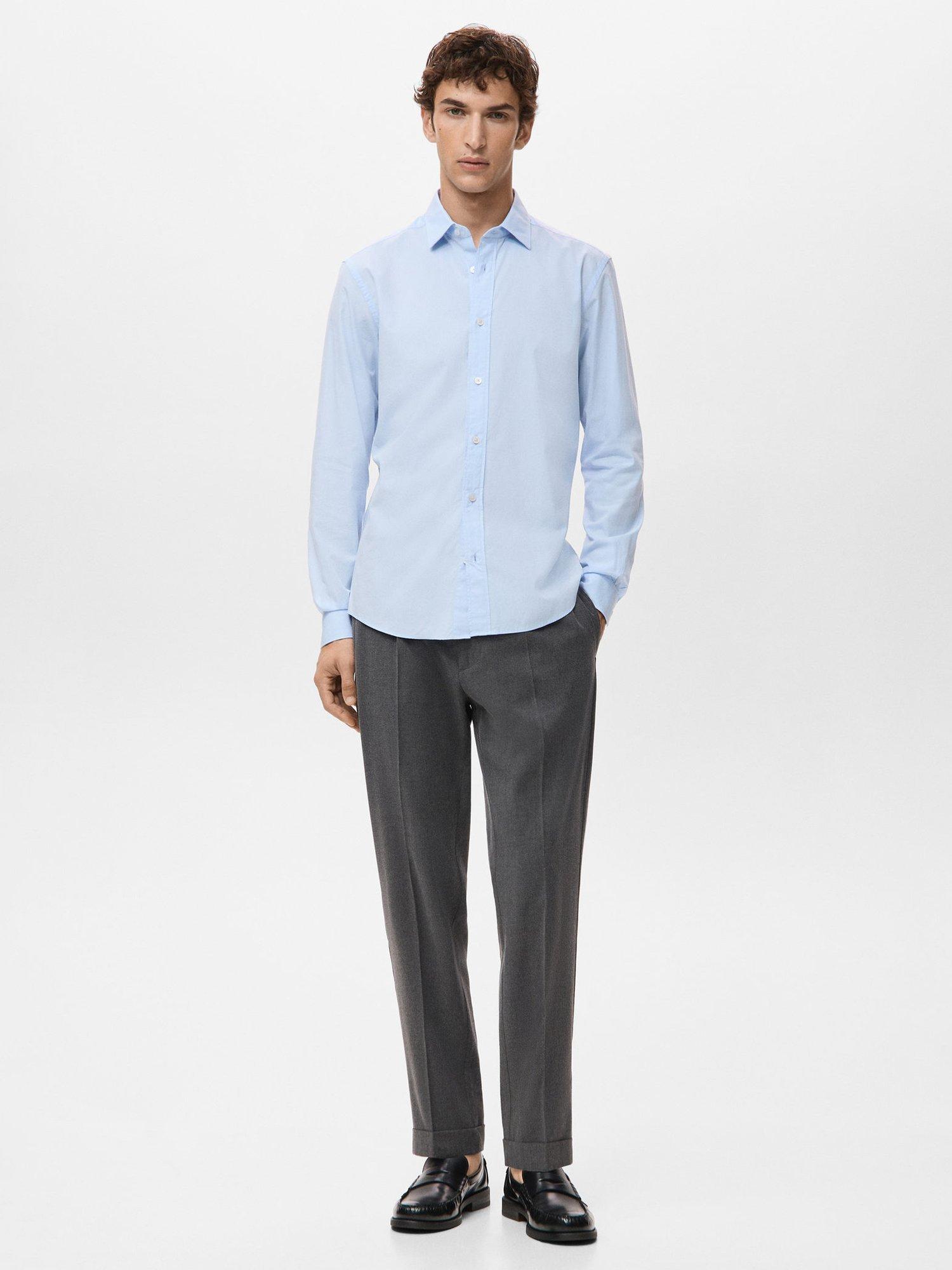 Product image 2 of 8, which shows Mango Play Cotton Regular Fit Shirt, Light Blue, L