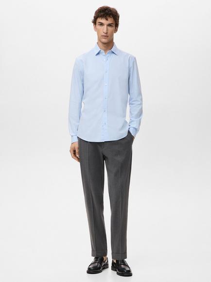 Mango Play Cotton Regular Fit Shirt, Light Blue - view 2, Light Blue
