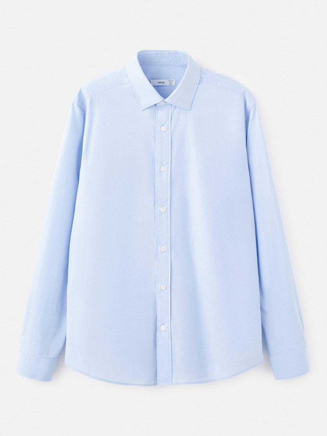 Product image 3 of 8, which shows Mango Play Cotton Regular Fit Shirt, Light Blue, L