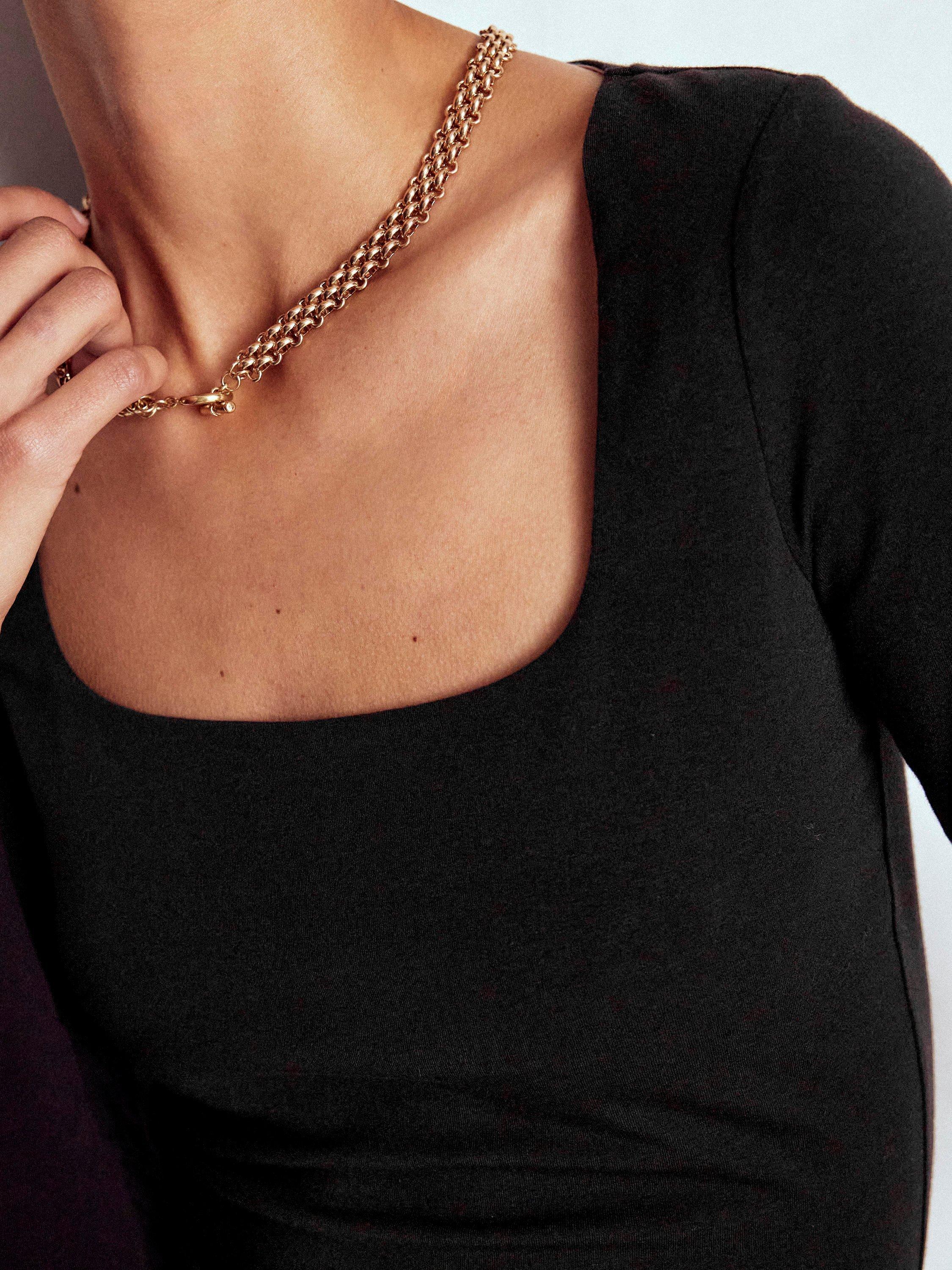 Product image 2 of 6, which shows Boden Double Layer Square Neck Top, Black, 8