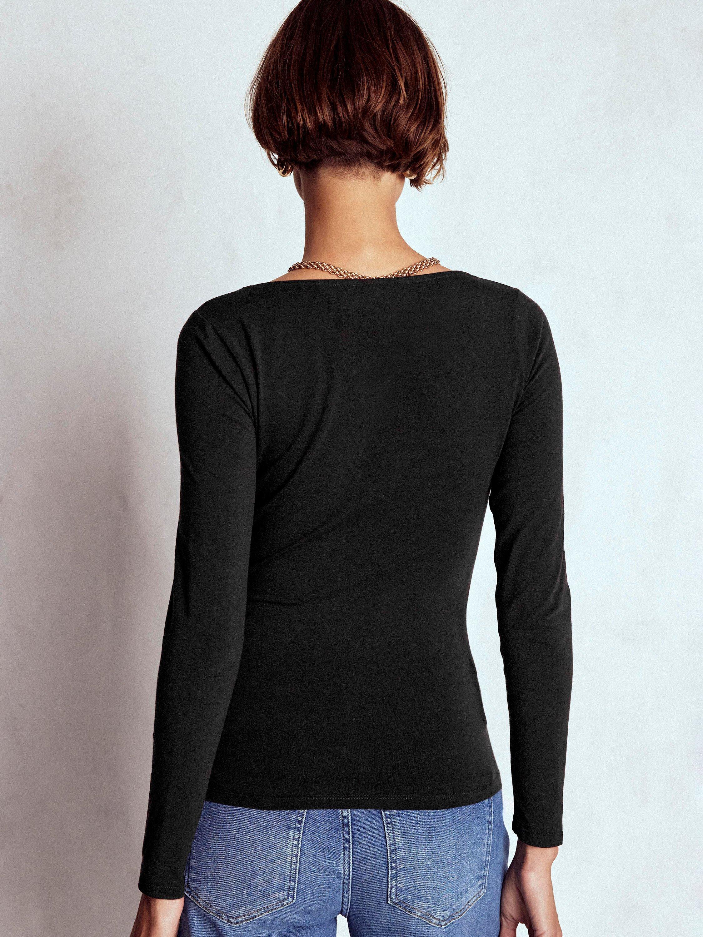 Product image 3 of 6, which shows Boden Double Layer Square Neck Top, Black, 8