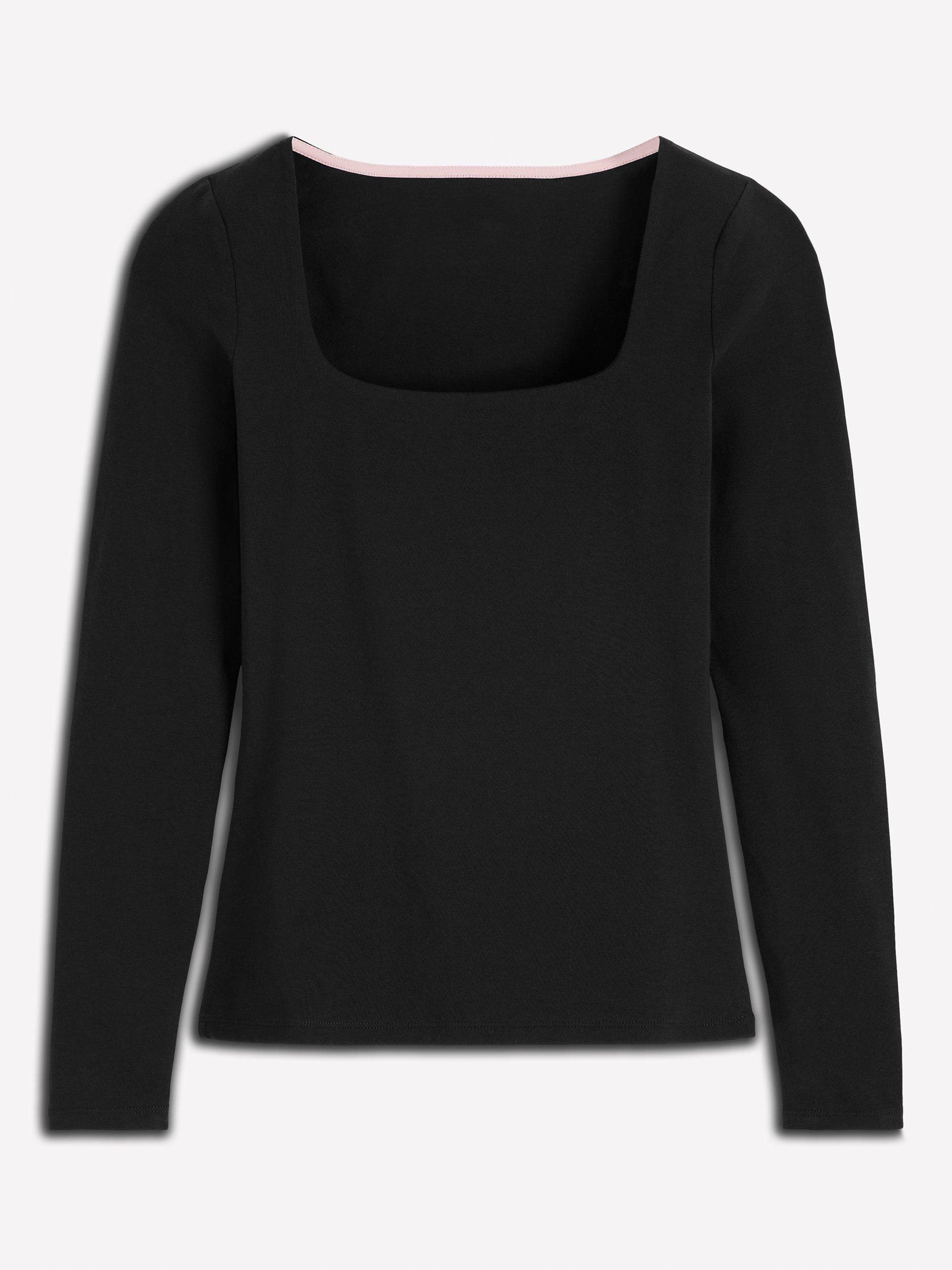 Product image 6 of 6, which shows Boden Double Layer Square Neck Top, Black, 8