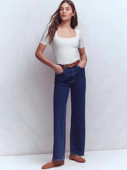 Boden Double Layer Square Neck T-Shirt, White