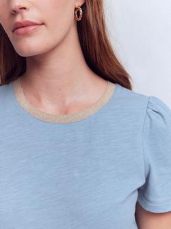 Boden Metallic Trim Cotton T-Shirt - view 2, French Blue