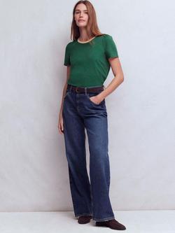 Boden Metallic Trim Cotton T-Shirt, Trekking Green