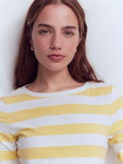 Boden Olivia Long Sleeve Cotton Breton Top, Citron/Ivory - view 2, Citron/Ivory