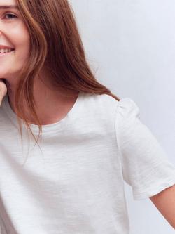 Boden Pleat Puff Sleeve T-Shirt, White - view 2, White