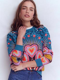 Boden Rose Cotton Printed Sweatshirt, Multi, Multi